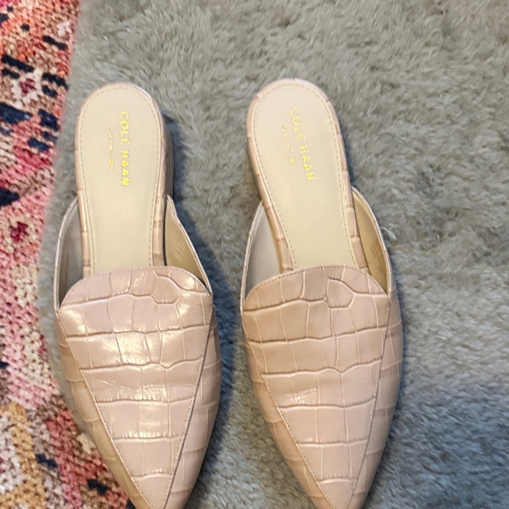 Cole Haan Women's Beige Croc-Patterned Mules